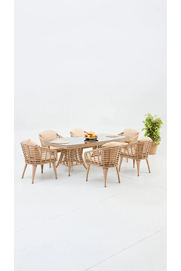 Linda Bahçe Balkon Masa Takımı 6 Kişilik